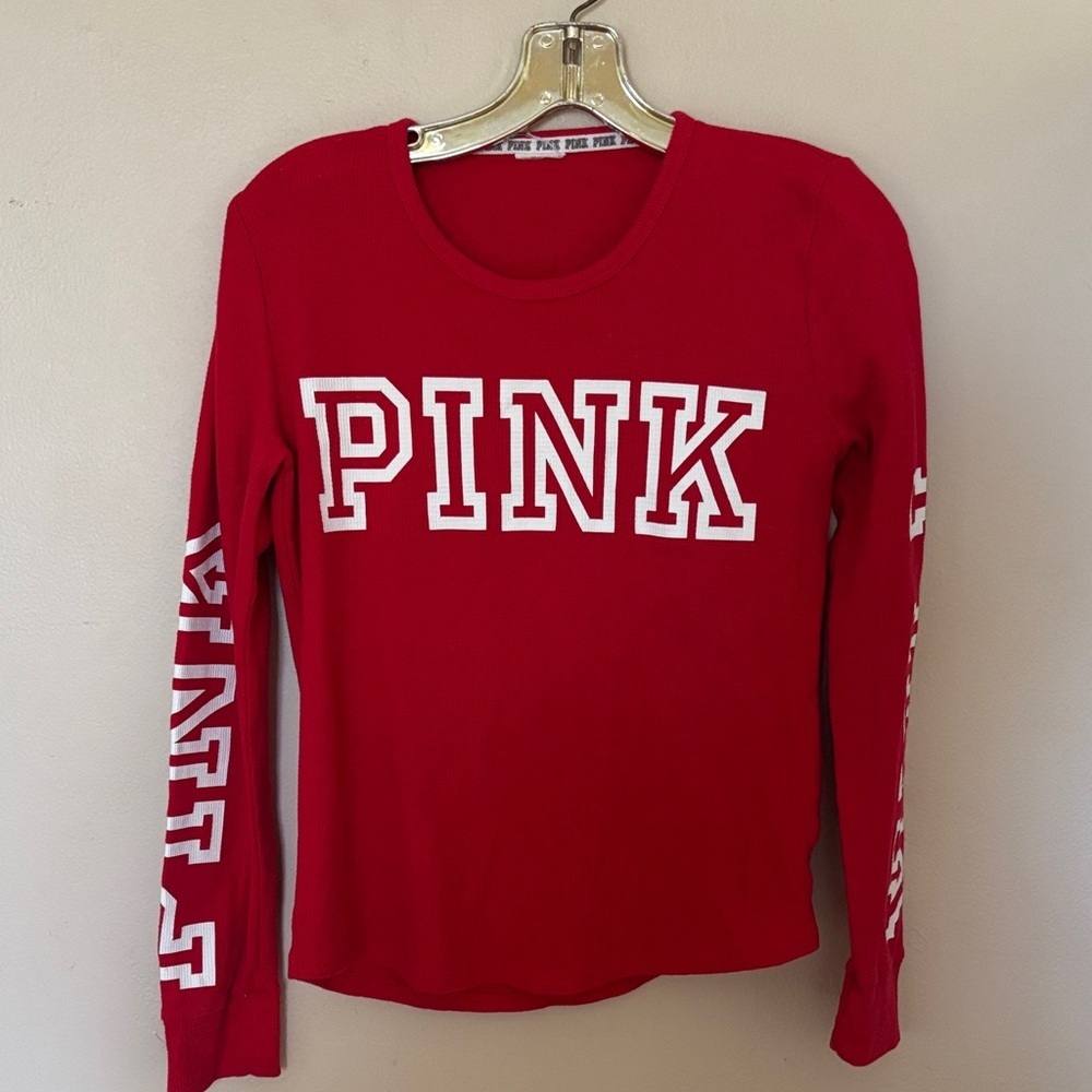 PINK Victoria's Secret Vibrant Red Long Sleeve Top